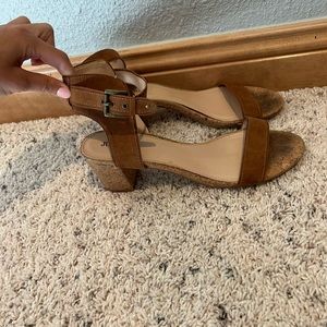 Women’s JUSTFAB belt buckle block heels